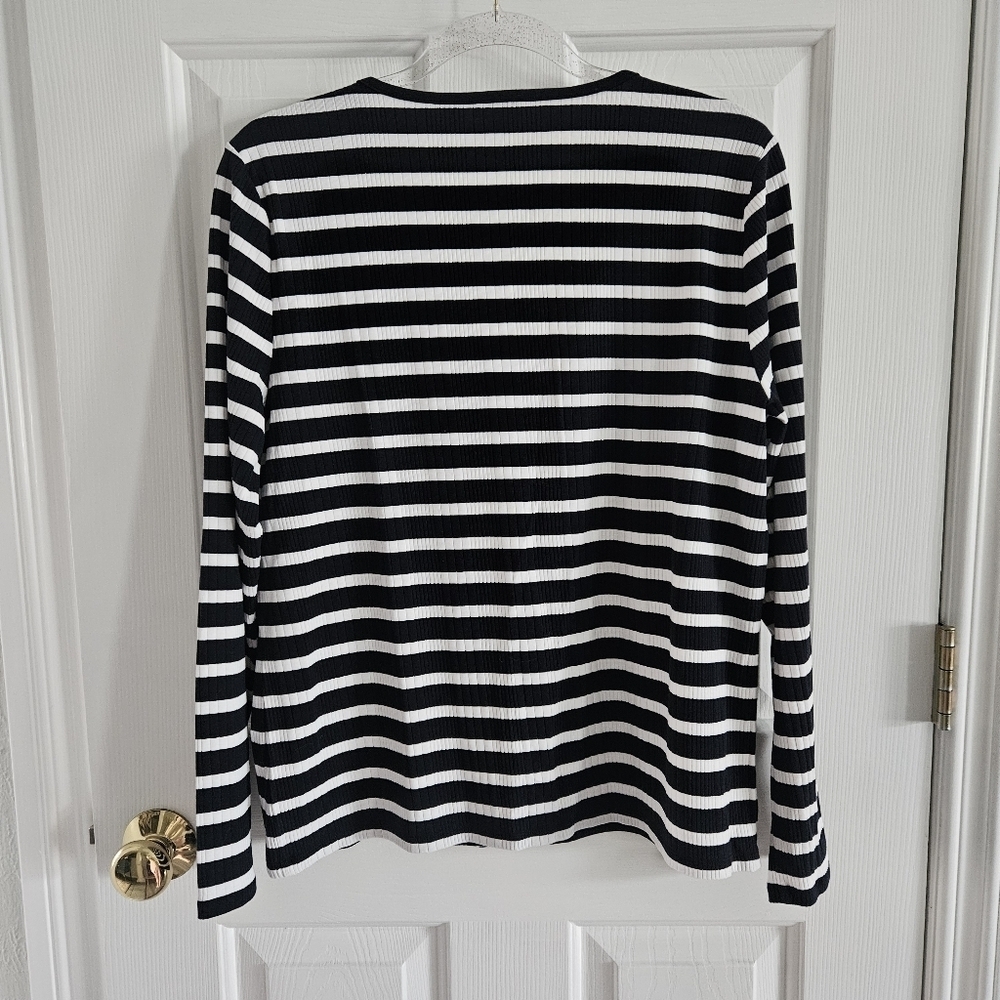 NWOT Talbots Variegated Ribbed Cardigan/Button Front Ribbed Top - Picture 5 of 10